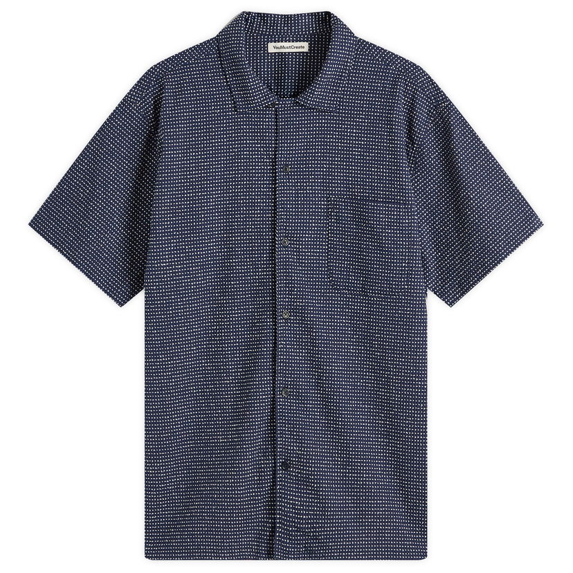 Srajce YMC YMC Rib Stitch Malick Vacation Shirt, Size Large Mornarica | P2YAW-40