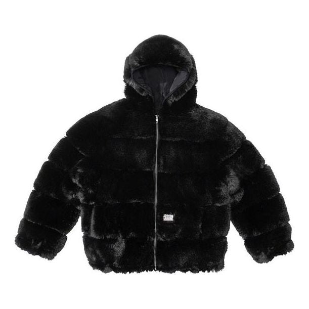 Puhovka Supreme Hooded Faux Fur Jacket Črna | SUP-FW21-343