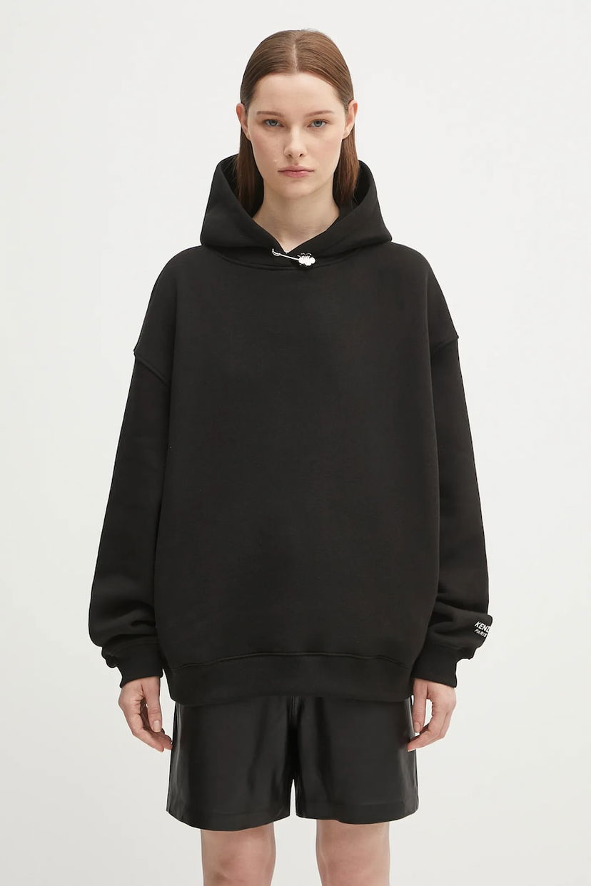 Pulover KENZO Kenzo Gots Oversize Hoodie with Boke Pin Črna | FF62HO4524MB