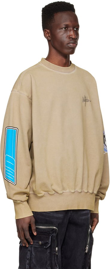 Pleteni pulover We11done We11done Graphic Print Cotton Sweatshirt Bež | WD-TS1-22-667-U-KK, 1