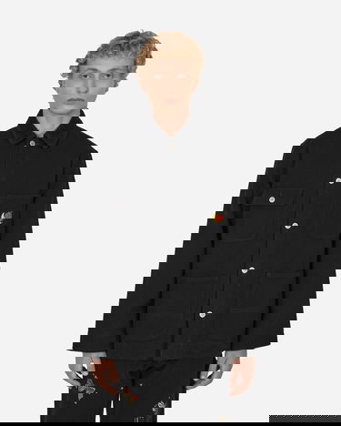 Plašči Sky High Farm Canvas Embroidered Workwear Chore Coat Črna | SHF02C008 1, 3