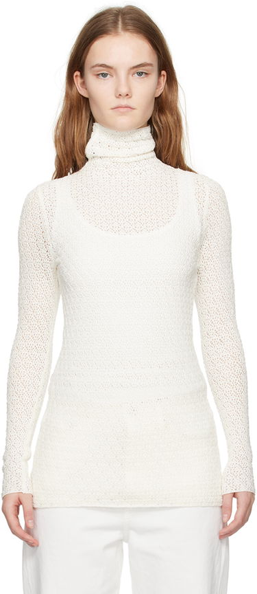 Pleteni pulover TOTEME TOTEME Semi-Sheer Turtleneck Bela | 242-WRT1776-YA0040, 0