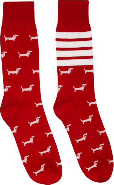 Nogavice Thom Browne Thom Browne Hector Mid Calf Socks with 4-Bar Rdeča | MAS200A-Y3012, 0
