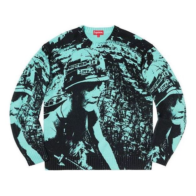Pleteni pulover Supreme Supreme Is Love Graphic Print Sweater Turkizna | SUP-FW19-891