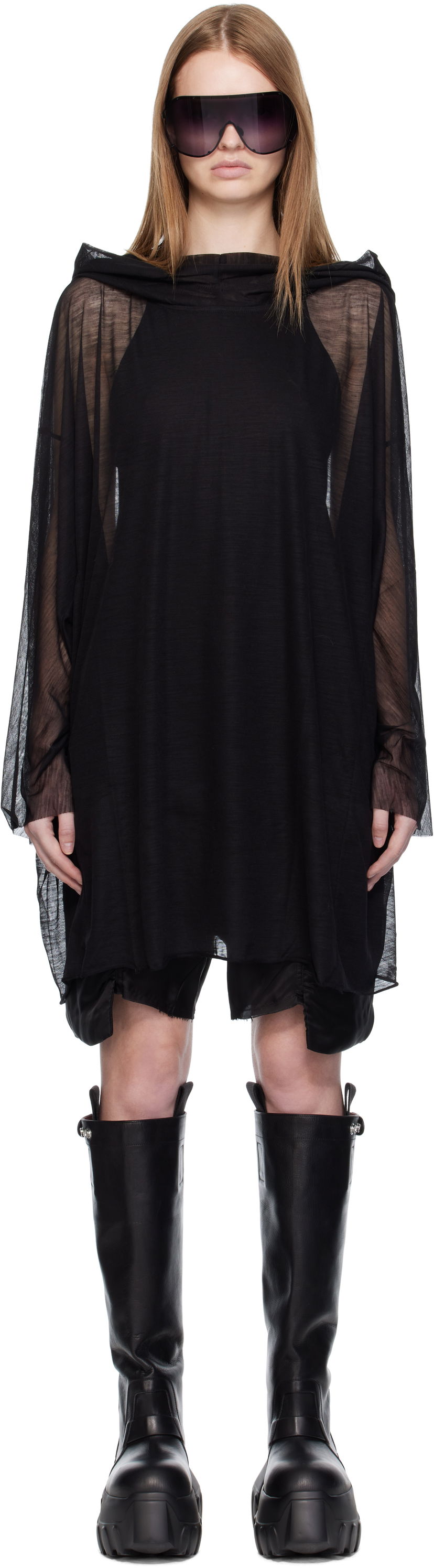 Pulover Rick Owens Rick Owens Concordians Hooded Tunic Črna | RP02E4536 JWR