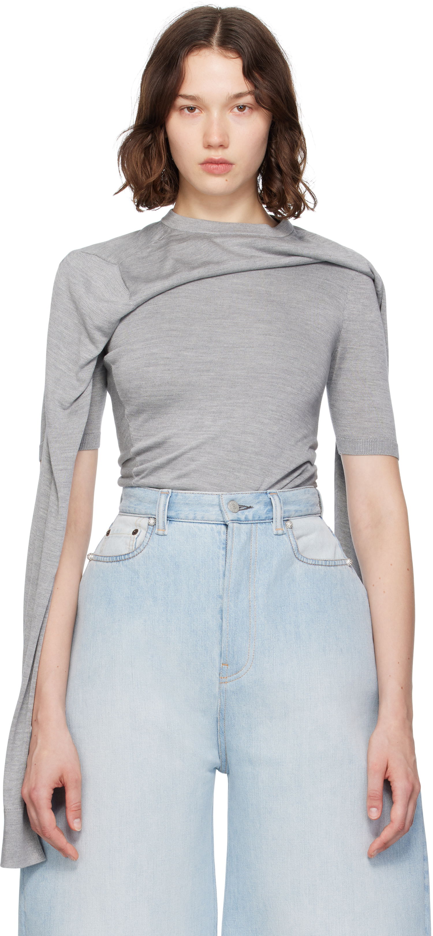 Majica Acne Studios Acne Studios Layered T-Shirt Siva | A60569-, 0