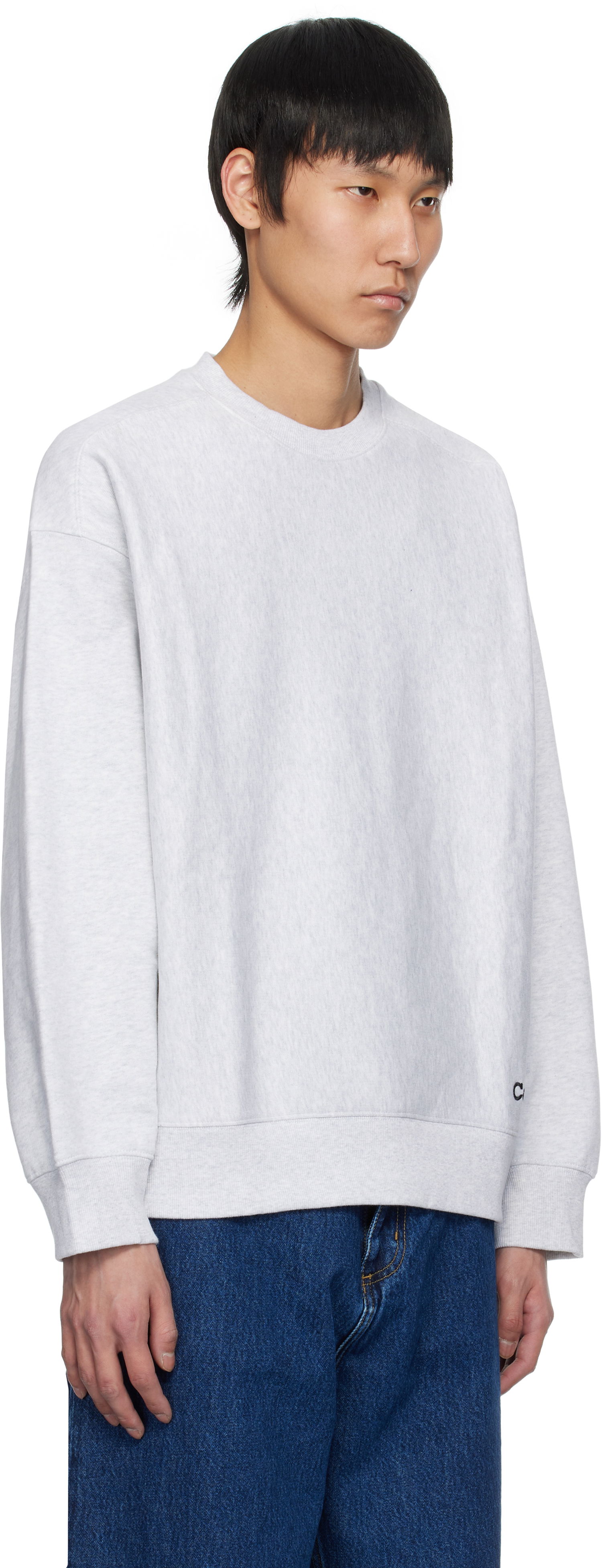 Pleteni pulover Carhartt WIP Label Script Sweatshirt Siva | I034429, 1