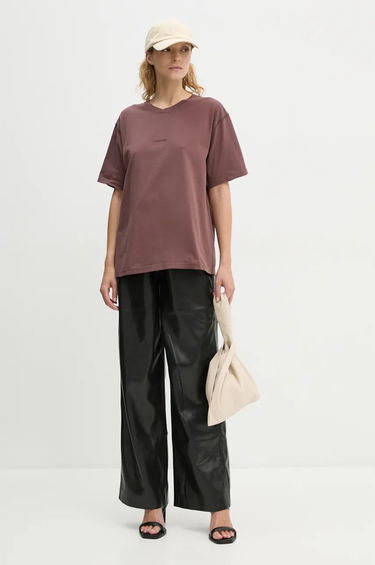 Majica Nanushka Brown Cotton T-Shirt Lila | NU24PFSH03578, 1