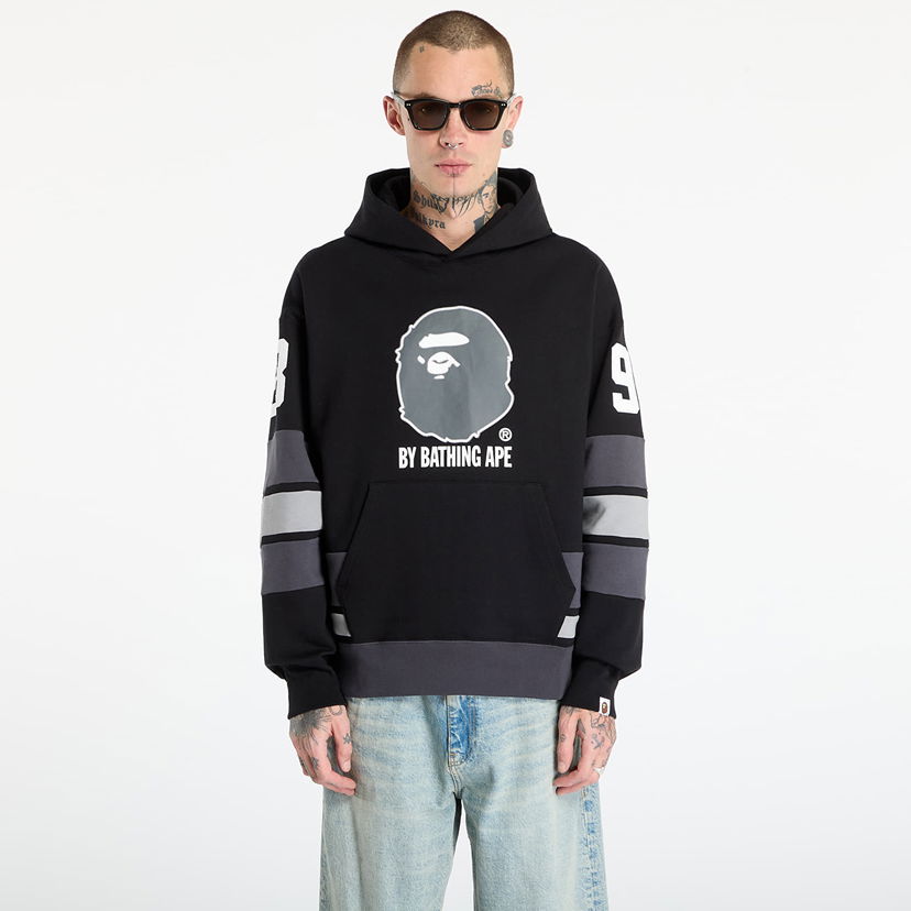 Pulover BAPE Bape Pullover Hoodie with Ape Head Logo Črna | 001PPL801005MBLK