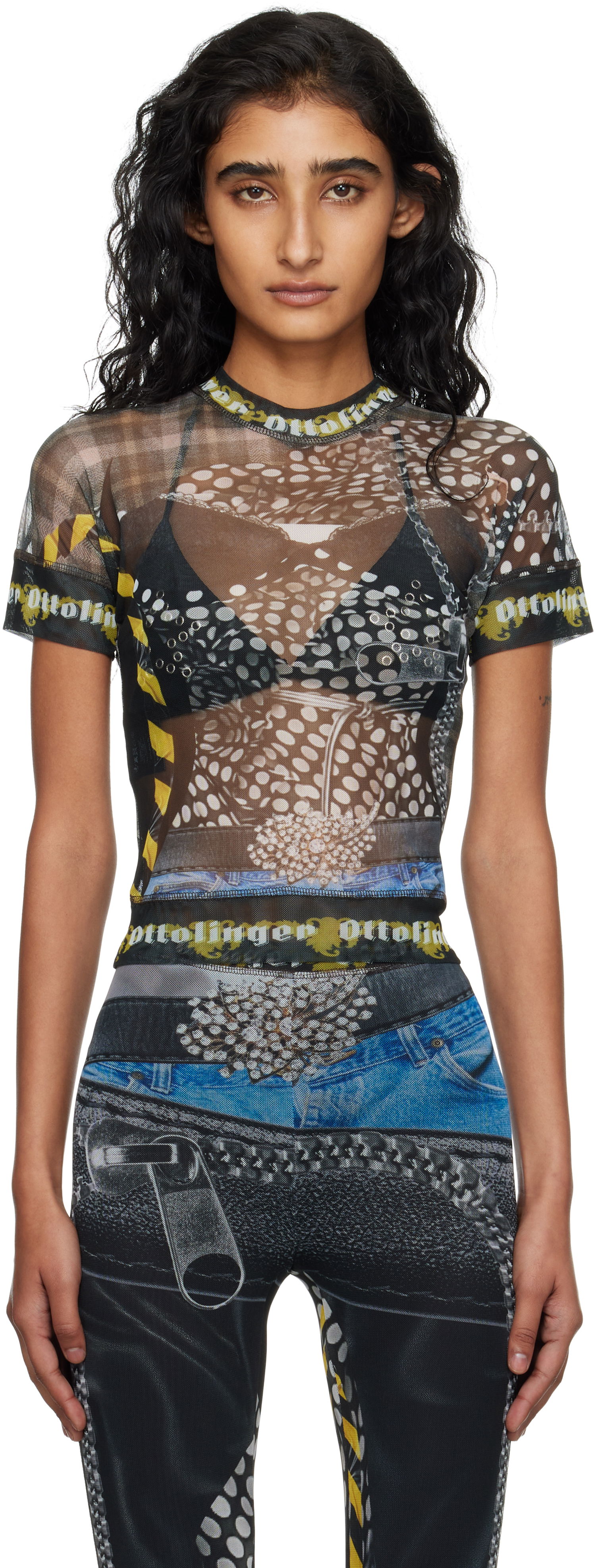 Majica Ottolinger Ottolinger Mesh Print T-Shirt Črna | 101-100401-04, 0