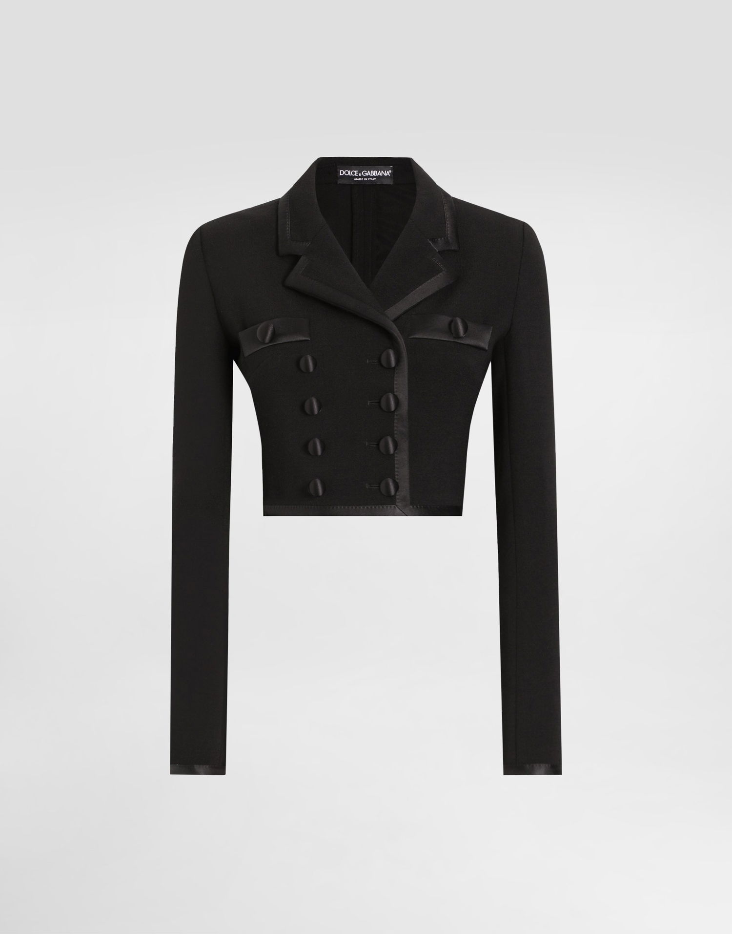 Jakna Dolce & Gabbana Dolce & Gabbana Short Double-breasted Wool Crepe Jacket Črna | F27EHTFUBD2N0000, 0