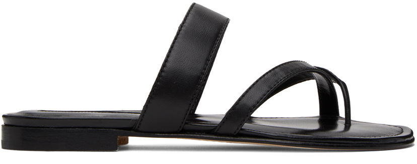 Modni dodatki Manolo Blahnik Manolo Blahnik Susa Leather Toe-Ring Sandals Črna | 418-0317