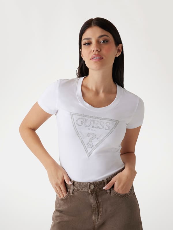 Majica GUESS Guess Triangle Logo T-Shirt Bela | W5RI11J1314