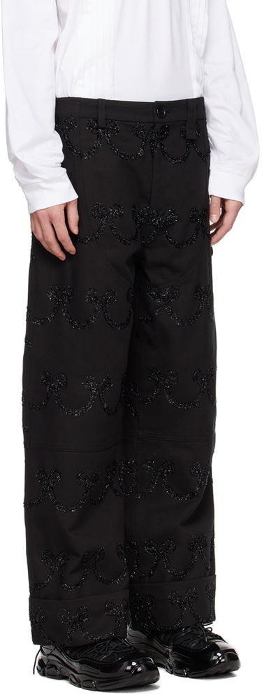 Hlače Simone Rocha Simone Rocha Patterned Wide-Leg Trousers Črna | 4101 1062, 4