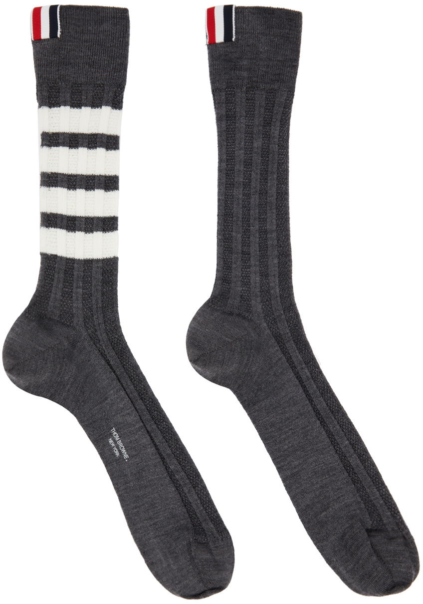 Nogavice Thom Browne Thom Browne 4-Bar Merino Wool Socks Siva | MAS136A-Y1020, 0