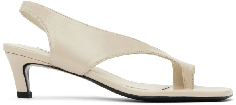 Nega čevljev TOTEME TOTEME Naplack Leather Thong Heeled Sandals Bež | 252-WAS0201-LE0020