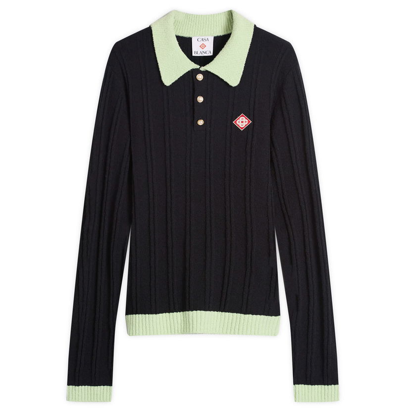 Polo majica Casablanca Casablanca Boucle Polo, Size Large Črna | MPF25-KW-1000-01