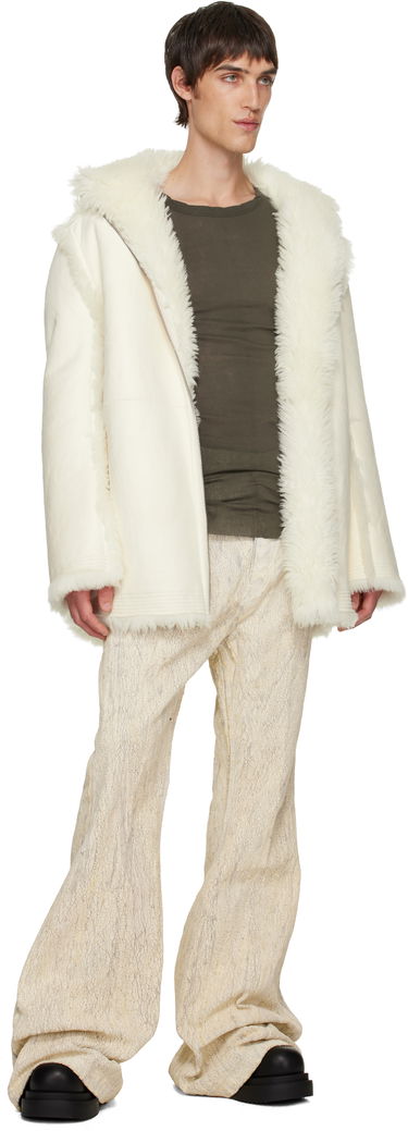 Plašči Rick Owens Mac Cropped Reversible Shearling Coat Bela | RU02E1769 LSHAR, 3