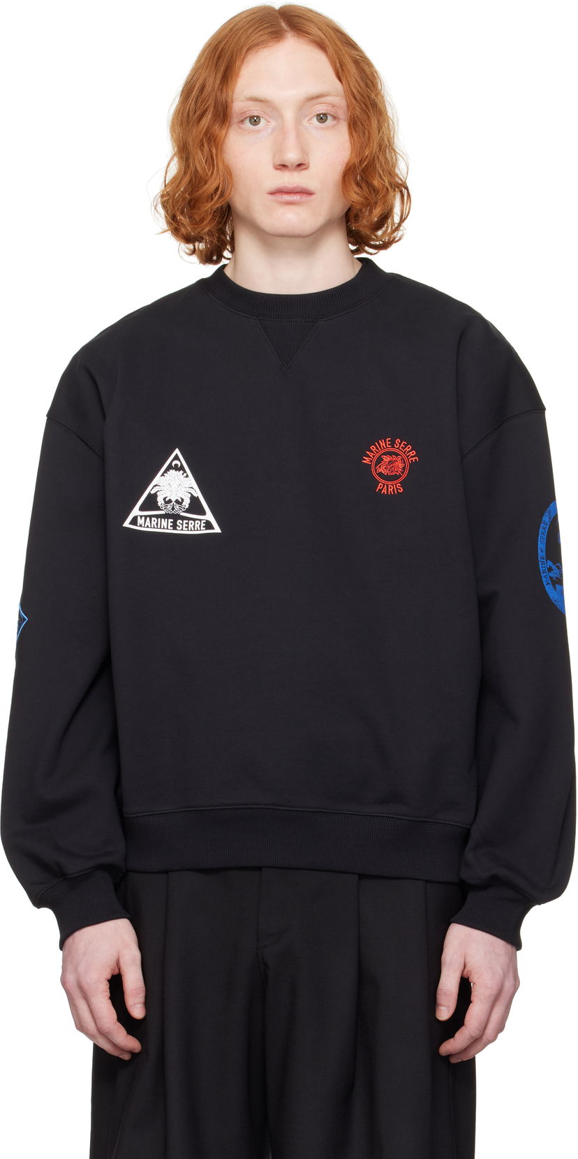 Pulover Marine Serre Marine Serre Souvenir Fleece Oversized Sweatshirt Črna | UST022A CJER0078