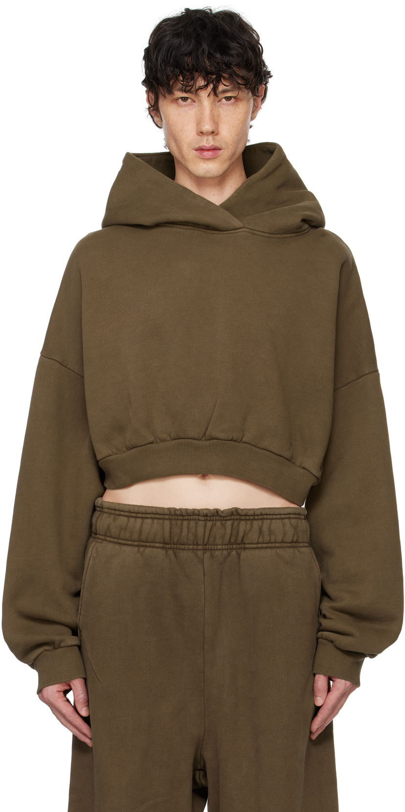 Pulover Entire Studios Entire Studios Cropped Heavy Hoodie Rjava | ES2392BT