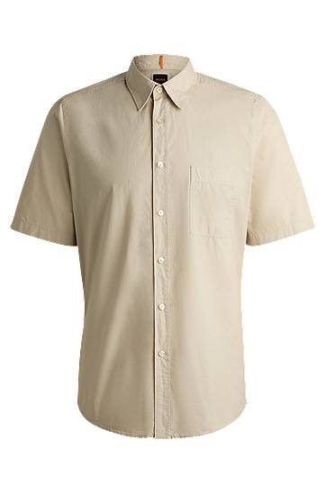 Srajce BOSS Regular-Fit Cotton Poplin Shirt Bež | 50537331