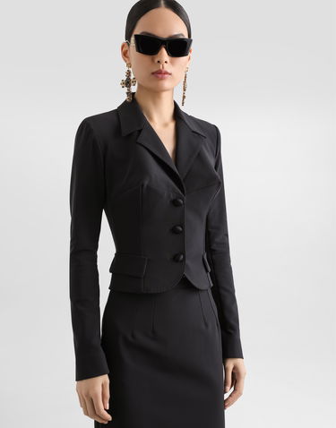 Jakna Dolce & Gabbana Dolce & Gabbana Short Single-breasted Cady Jacket Črna | F27FBTFUUC7N0000, 3