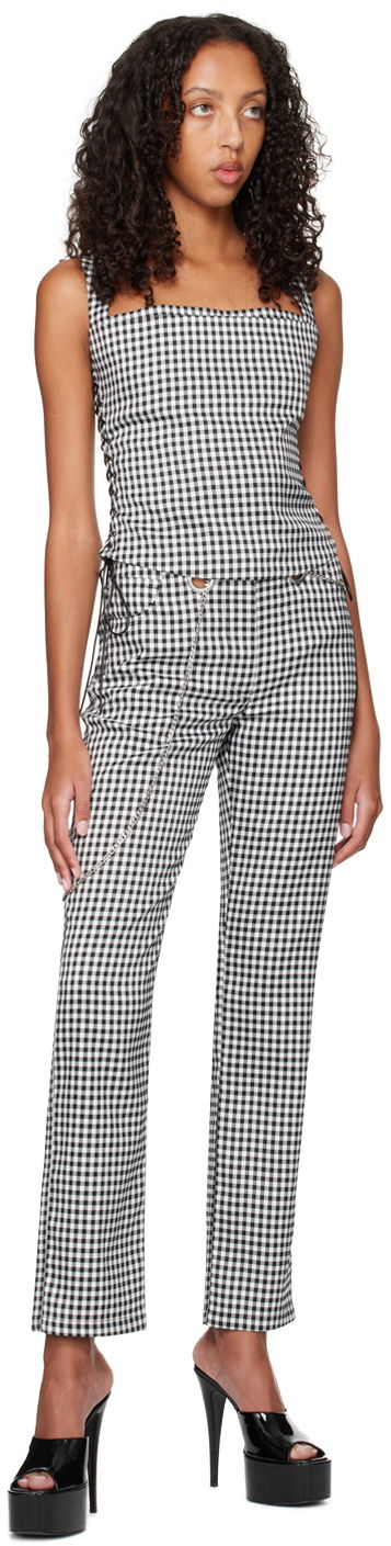 Majica brez rokavov Miaou Miaou Vallois Gingham Corset Top Črna | 7061GINOND, 3