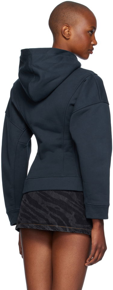 Pulover GANNI Ganni Fleece Zip-Up Hoodie Mornarica | T4029, 2