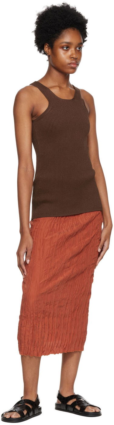Majica brez rokavov TOTEME Curved Compact Tank Top Rjava | 223-592-320, 3