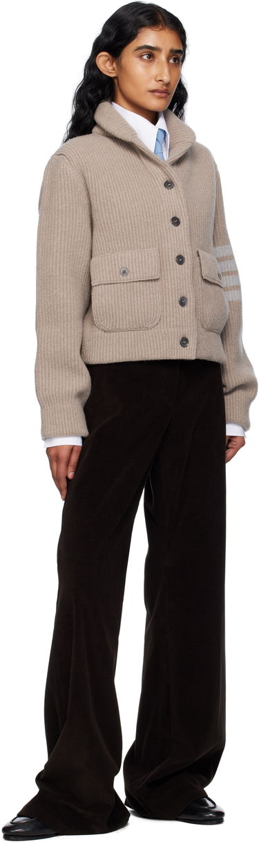Pleteni pulover Thom Browne Thom Browne Merino Wool 4-Bar Bomber Cardigan Bež | FKJ116A-Y1059, 3
