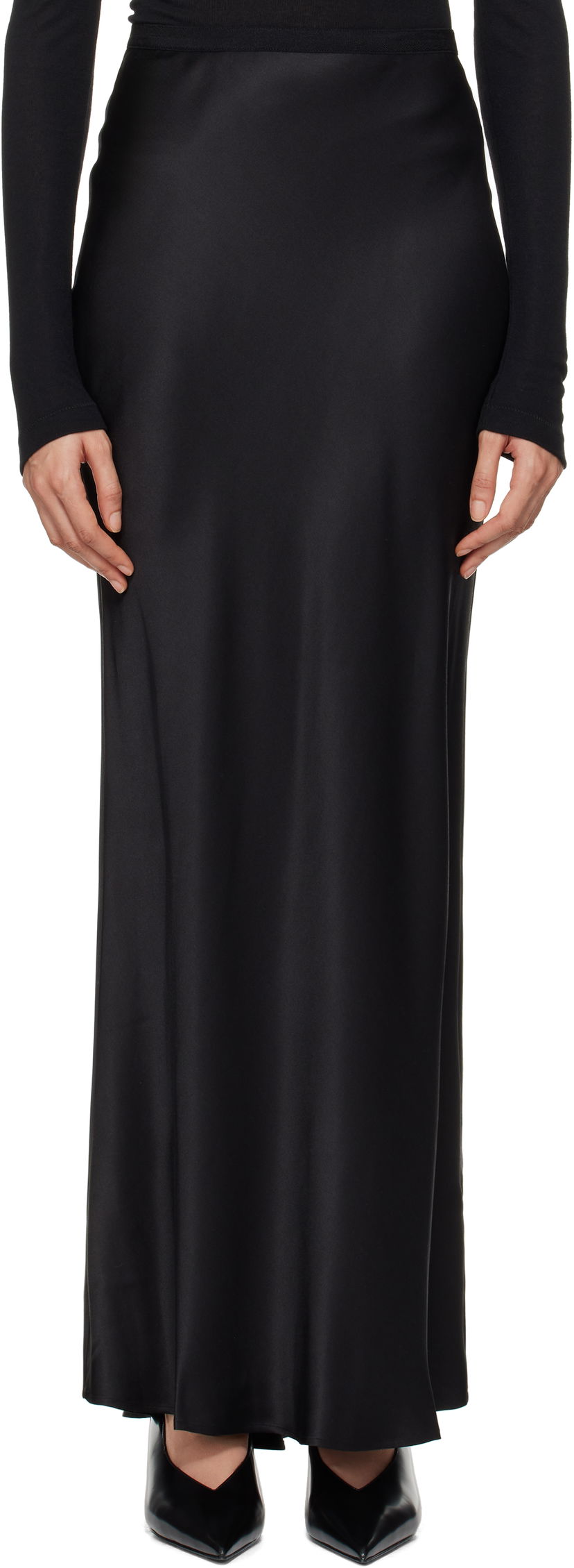 Krila Anine Bing Black Silk Maxi Skirt Črna | A-04-2320-000