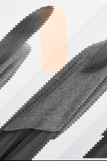 Pleteni pulover JW Anderson JW Anderson Turtleneck Wool Blend Sweater with Leather Patch Pocket Siva | KW1292.YN0367, 2