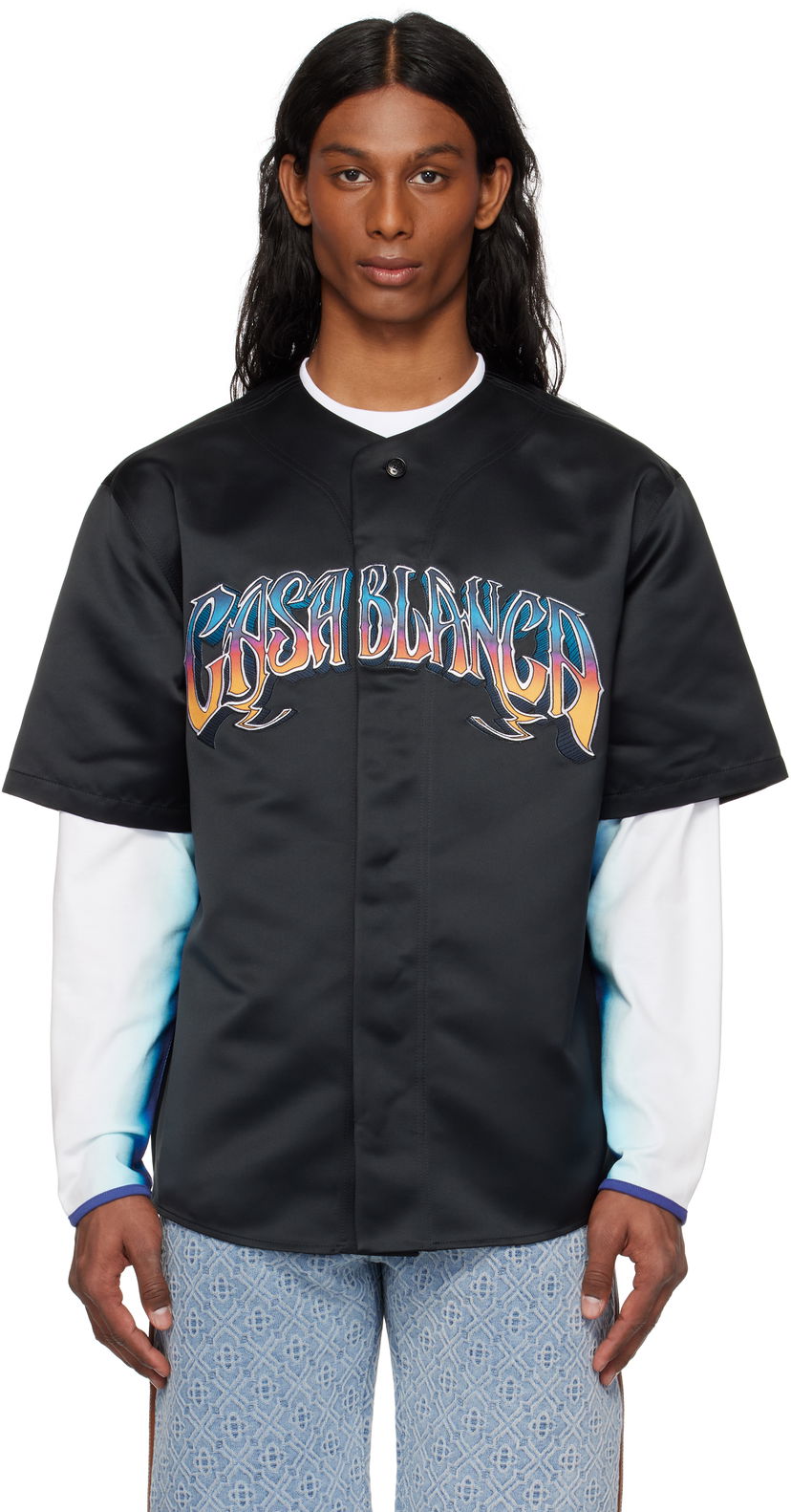 Dres Casablanca Casablanca Gothic Baseball Shirt Črna | MS25-SH-153-01