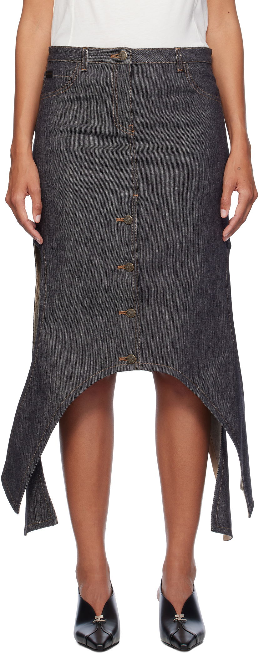 Krila Courrèges Courrèges Midi Denim Skirt Modra | 424DJU206DE0035