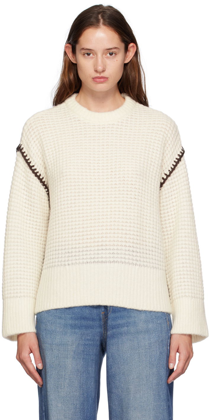 Pleteni pulover rag & bone Rag & Bone Women's Katie Crocheted Sweater Bela | WAS24F049SA49