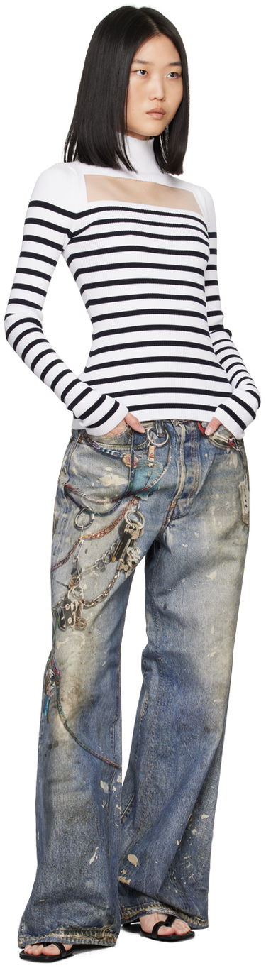 Pleteni pulover Jean Paul Gaultier Jean Paul Gaultier Striped Turtleneck Bela | 24/30-F-PL066-M063-0159, 3