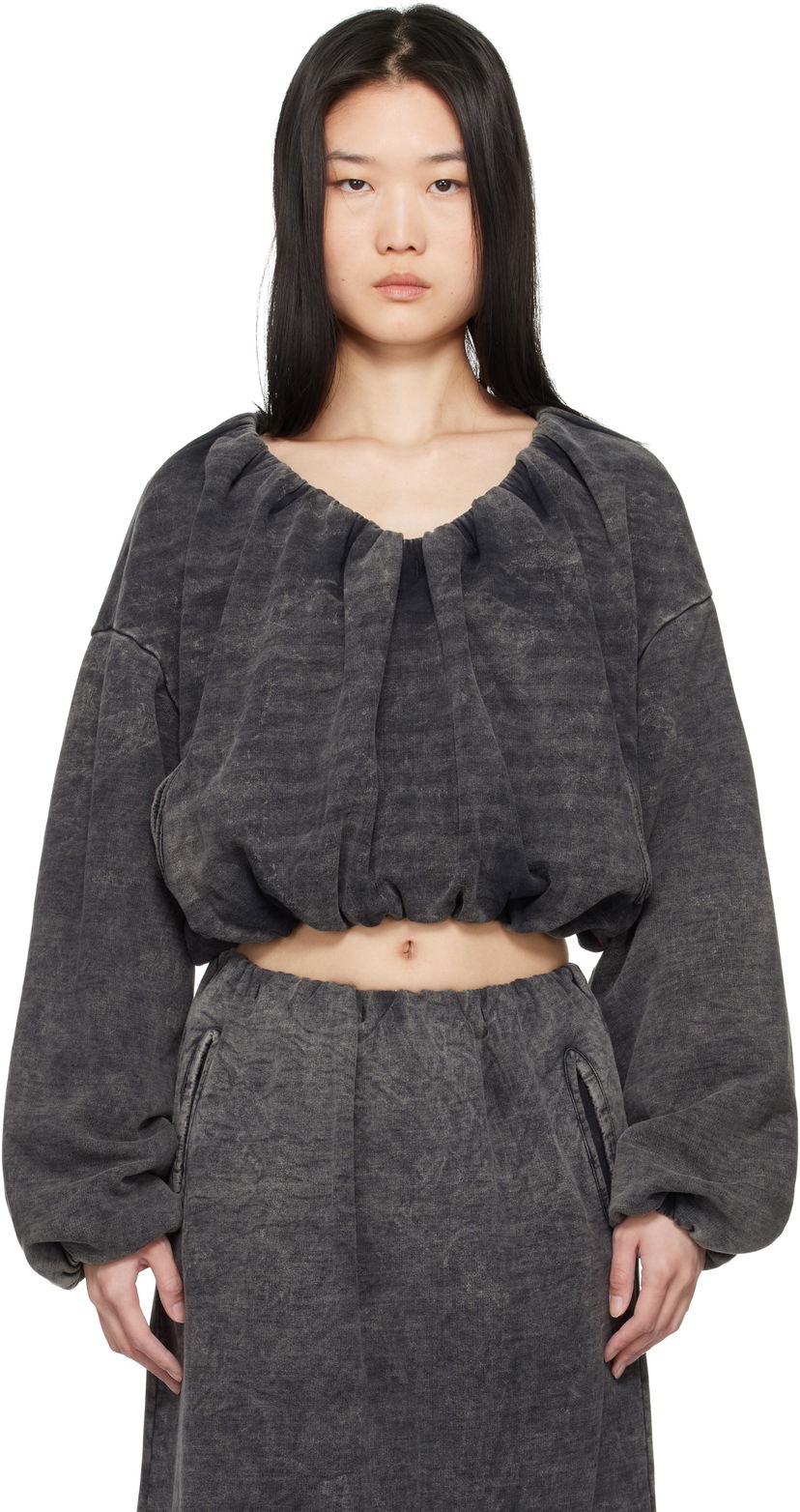 Pulover Diesel Cropped Gathered Sweatshirt Črna | A17074 0EGBV
