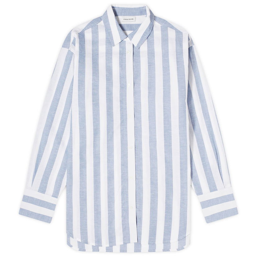 Srajce Anine Bing Plaza Striped Shirt Modra | A-07-5834-STR1