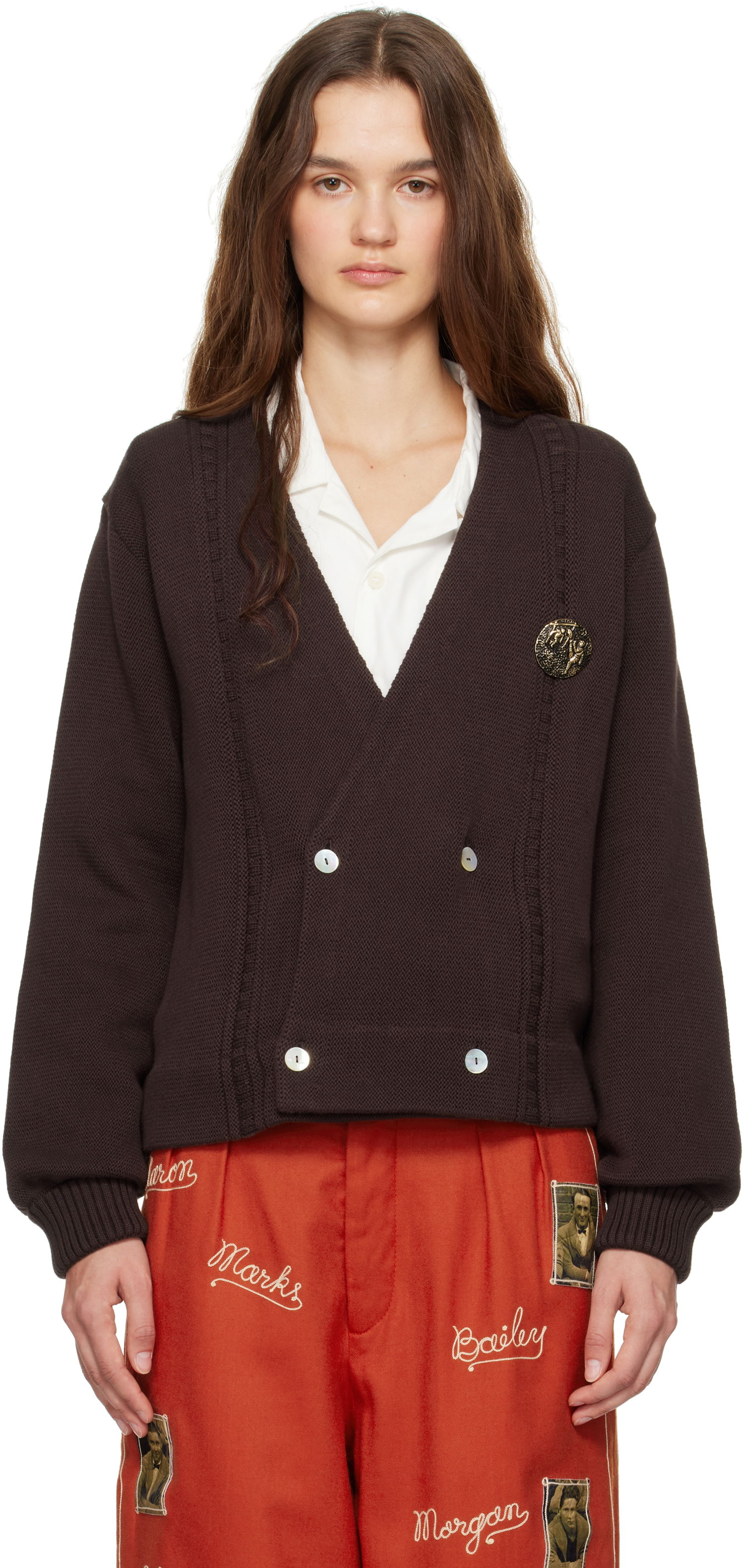 Pleteni pulover Bode Double-Breasted Cardigan Rjava | MRF24KT032, 0