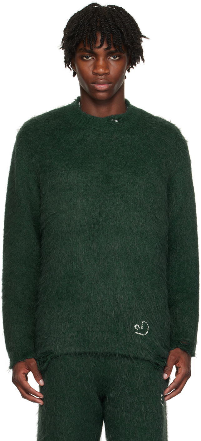 Pleteni pulover ADER ERROR Crewneck Distressed Sweater Zelena | BMADFWKT0304GN
