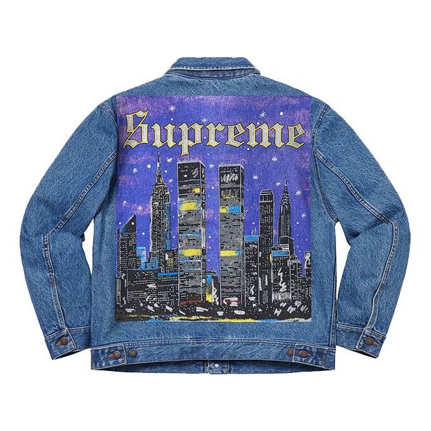 Jakna Supreme Supreme New York Painted Denim Trucker Jacket Modra | SUP-SS19-10079
