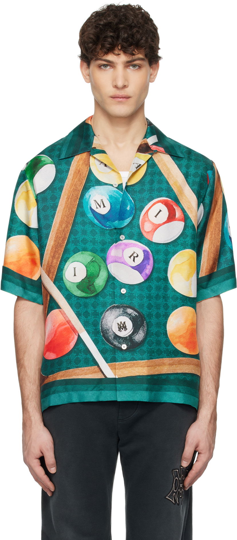 Srajce AMIRI AMIRI Billiards Print Bowling Shirt Zelena | AMSTCA1083