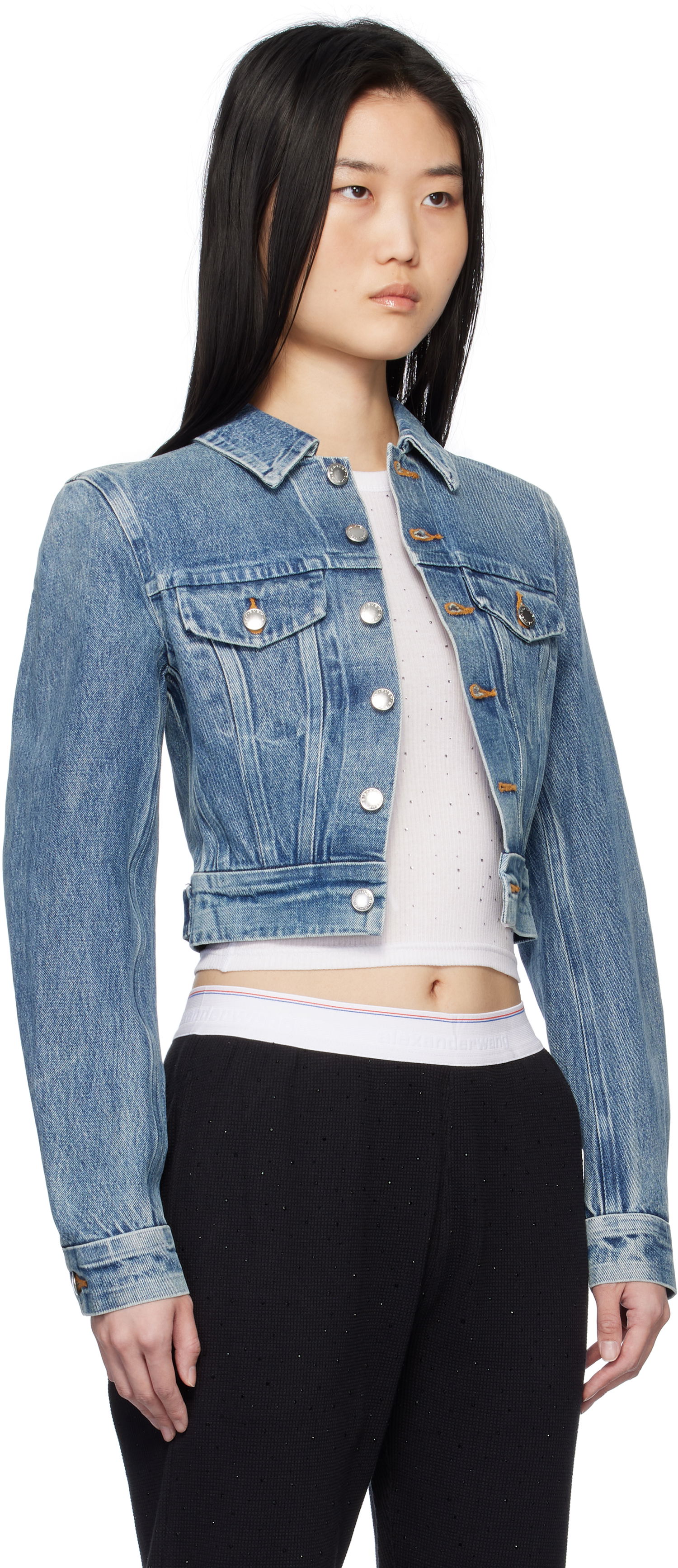 Jakna Alexander Wang Alexander Wang Trucker Denim Jacket Modra | 1WC1252598, 1