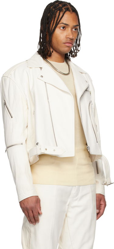 Jakna Rick Owens Concordians Cropped Jumbo Bauhaus Stooges Leather Jacket Bela | RU02E1770 LBH, 1