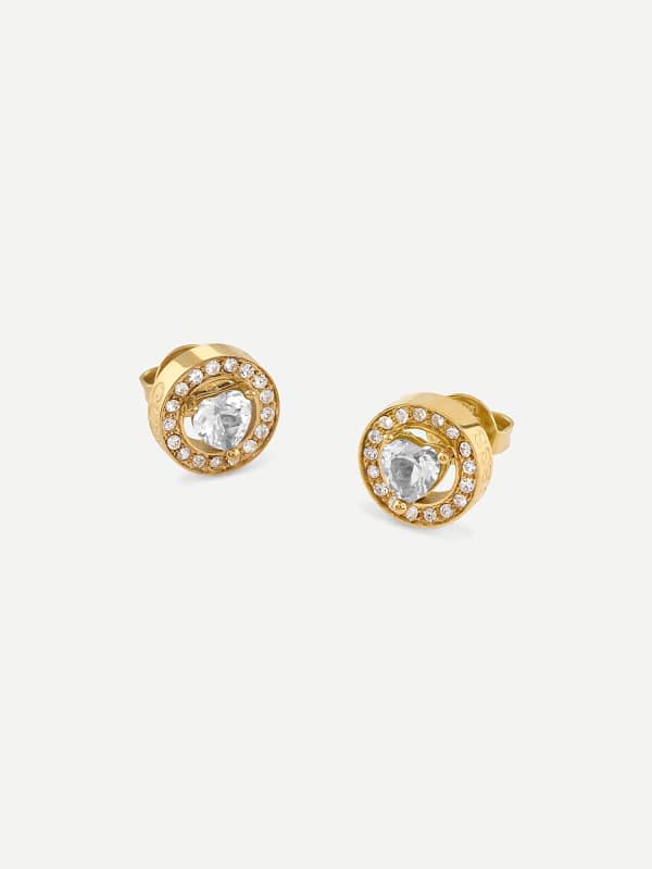 Uhani GUESS Gold-Tone Crystal Stud Earrings Kovinski | JUBE04669JW