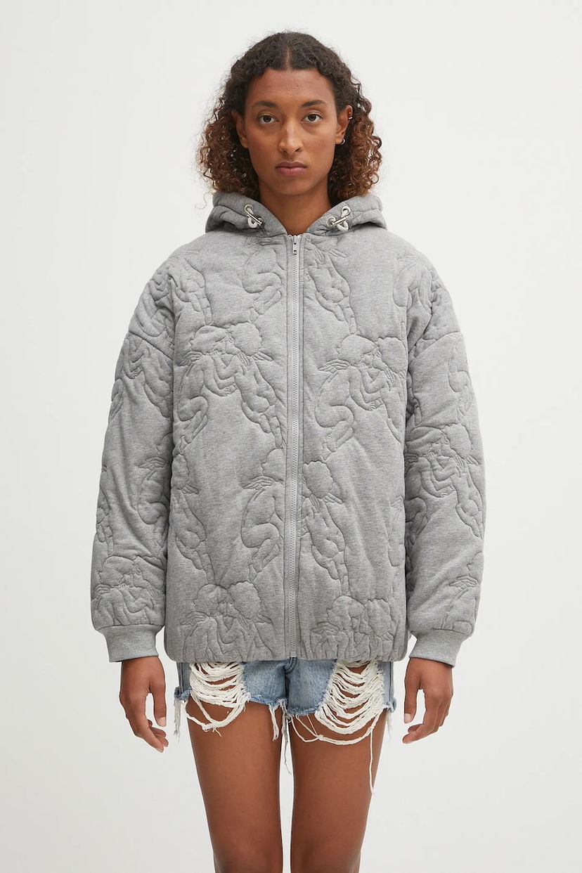 Jakna Fiorucci Fiorucci Kissing Angels Quilted Oversize Jacket Siva | W02FPSHO092CJ05GY01