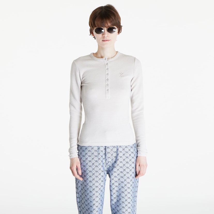 Majica DAILY PAPER Denise Button Long Sleeve T-Shirt Bela | 2411072
