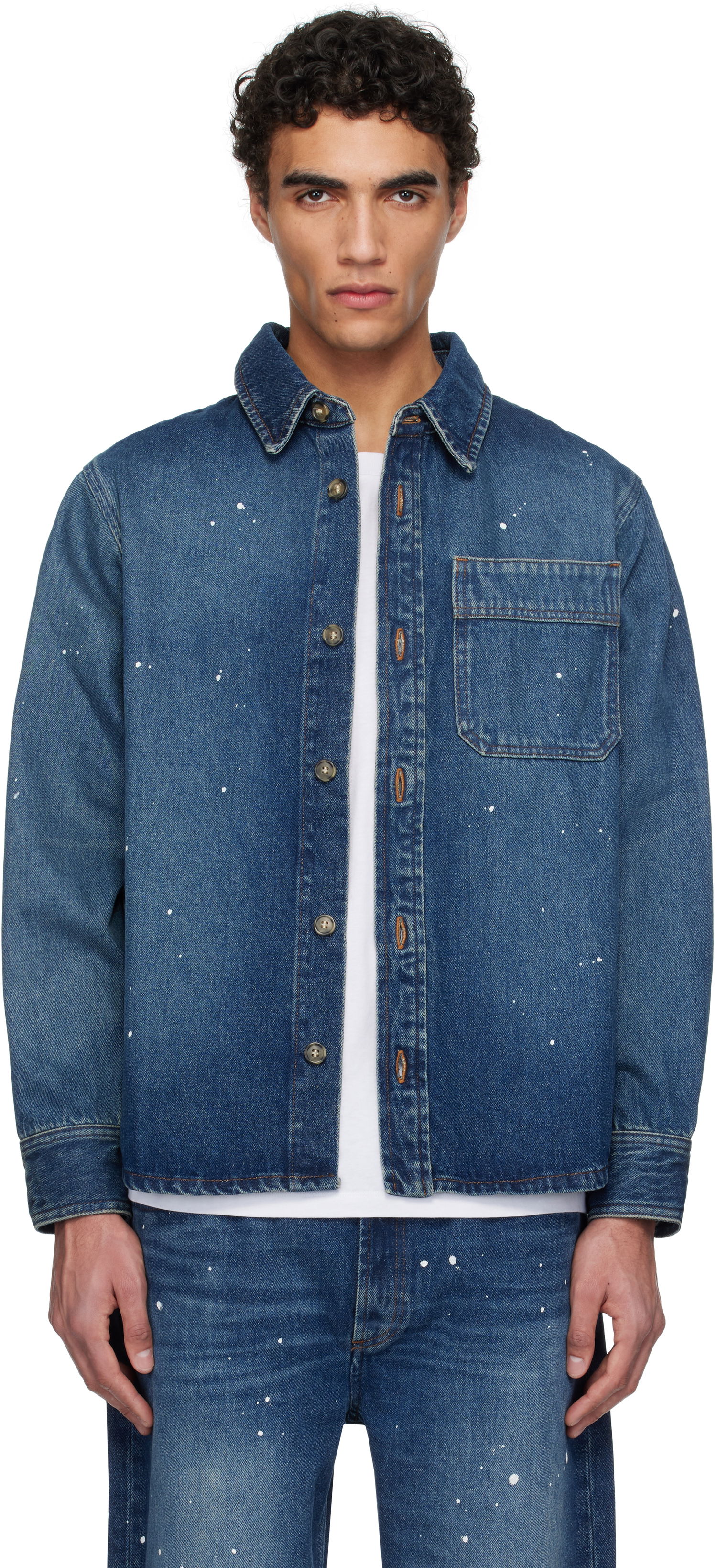 Srajce A.P.C. A.P.C. Paint Splatter Denim Shirt Modra | COHGL-H02709, 0