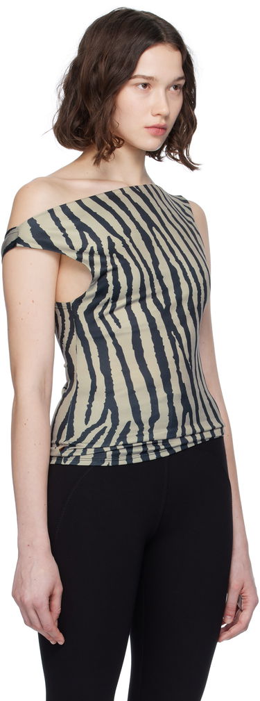Majica brez rokavov Miaou Miaou Lani Asymmetrical Zebra Print Top Bež | 7114VISZEB, 1