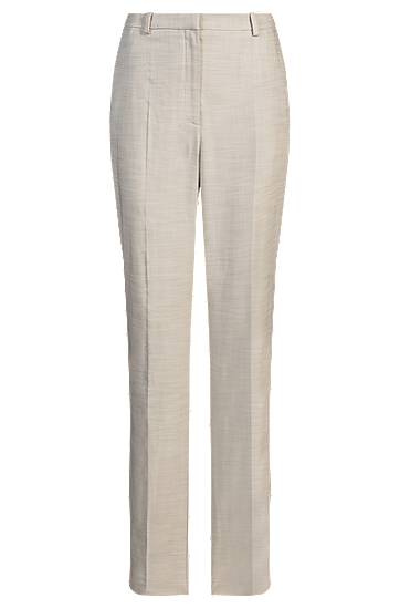 Hlače BOSS Relaxed-Fit Melange Stretch Trousers Bež | 50537461